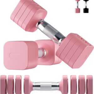 20LB Adjustable Dumbbell Set, 10lb Dumbbells Set of 2, 5 in 1 Free Weights Set, Each 4lb 6lb 8lb 10lb for Women & Men for Home Gym Exercise Workout Strength Training Equipment