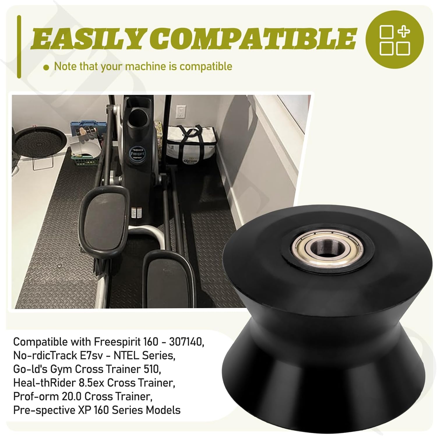 238880 Elliptical Leg Roller Compatible with NordicTrack E7sv - NTEL Series, Gold's Gym 510, HealthRider 8.5ex, Proform 20.0 , Prespective XP 160 Series, Freespirit 160, ReebokRL 10.0 Cross Trainer - Image 4