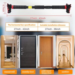Pull Up Bar for Doorway,Adjustable Strength Training Bars Without Screw,Heavy Duty Home Exercise Door Frame Pull Up Bar,Adjustable Width Chin Up Bar for Doorway, Max Load 440 Lbs