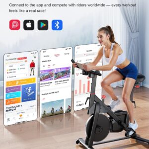Superun Exercise Bike, Stationary Bikes for Home with Brake Pad, Low Noise Spin Bike with 300LBS Weight Capacity, Indoor Cycling for Home Gym with Pad Mount LCD Monitor and Cup Holder