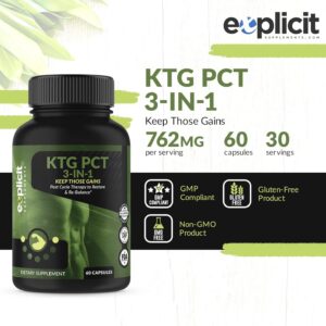 eXplicit Supplements Keep Those Gains PCT 3-in-1 – Post Cycle Therapy – 60 Capsules