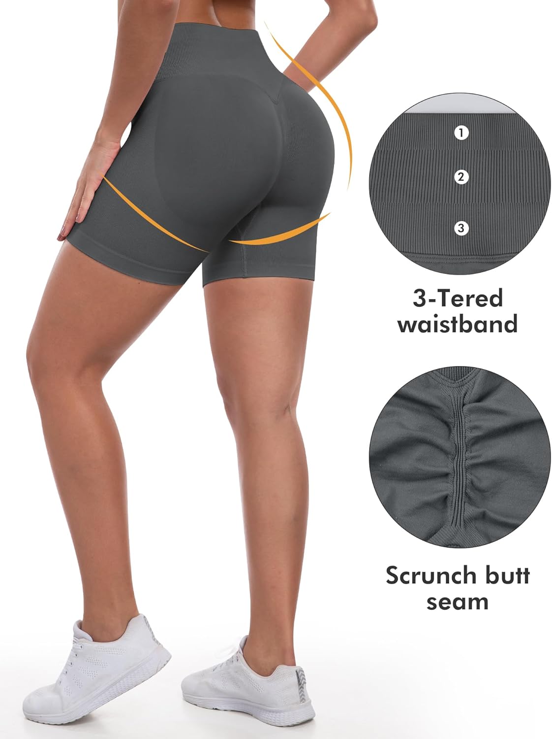 ATHVOTAR Workout Gym Shorts Women, High Waisted Seamless Butt Lifting Scrunch Butt Sports Shorts - Image 2