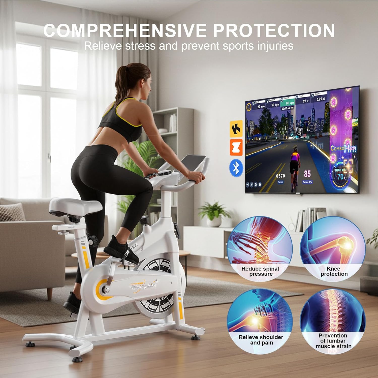 Exercise Bikes for Home,Foldable Bike with Adjustable Friction,Brake Pad Resistance Silent Belt Drive,350lbs/300lbs Weight Capacity &Upgraded Version Seat for Home Cardio&Weight Loss(QM-530W) - Image 5