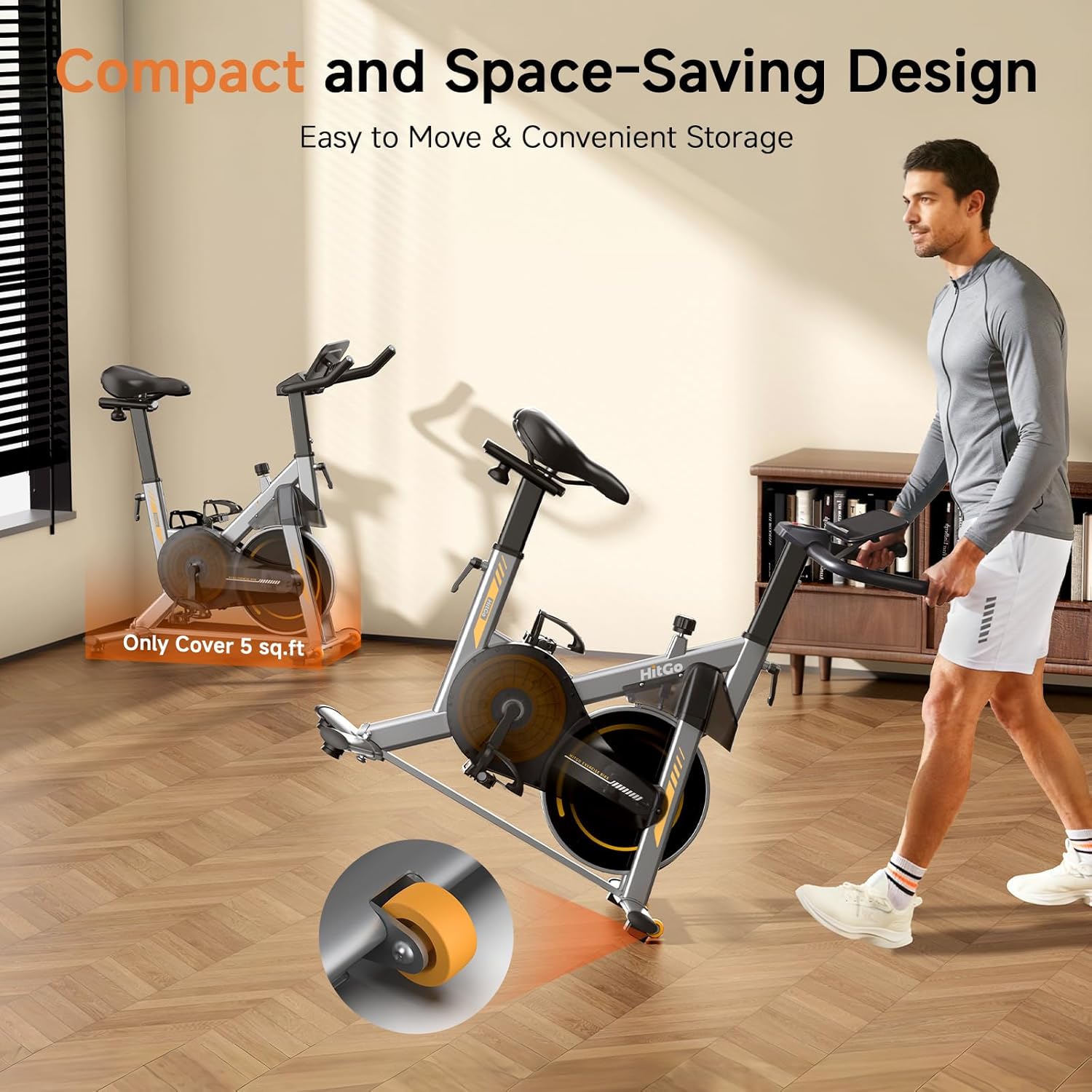 Stationary Exercise Bike with Magnetic Resistance & 3kg Cast Iron Flywheel, Quiet Indoor Cycle for Home Cardio Workout, App Connected Spin Bike, Max 265 LBS, Silver - Image 8