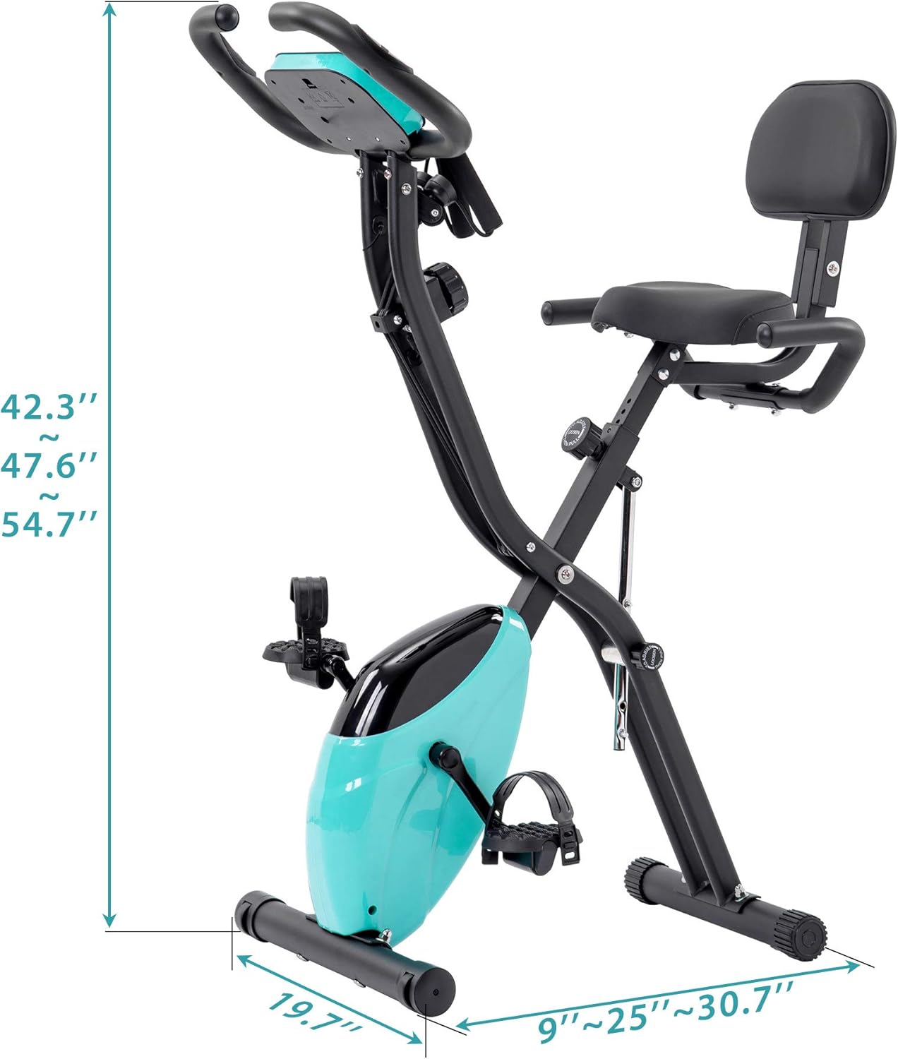 Exercise Bike, Folding Exercise Bike for 330LB Capacity, Fitness Upright and Recumbent X-Bike with 10-Level Adjustable Resistance, Back Support Cushion for Home Gym Workout - Image 9