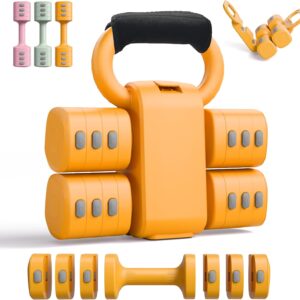 2-in-1 Adjustable Dumbbells & Kettlebell Set, 4 Levels Weight Quick Change(2.2 3.3 4.4 5.5 lbs), for Women Home Gym Exercise Training, with Complimentary Non-slip Touch Fastener.