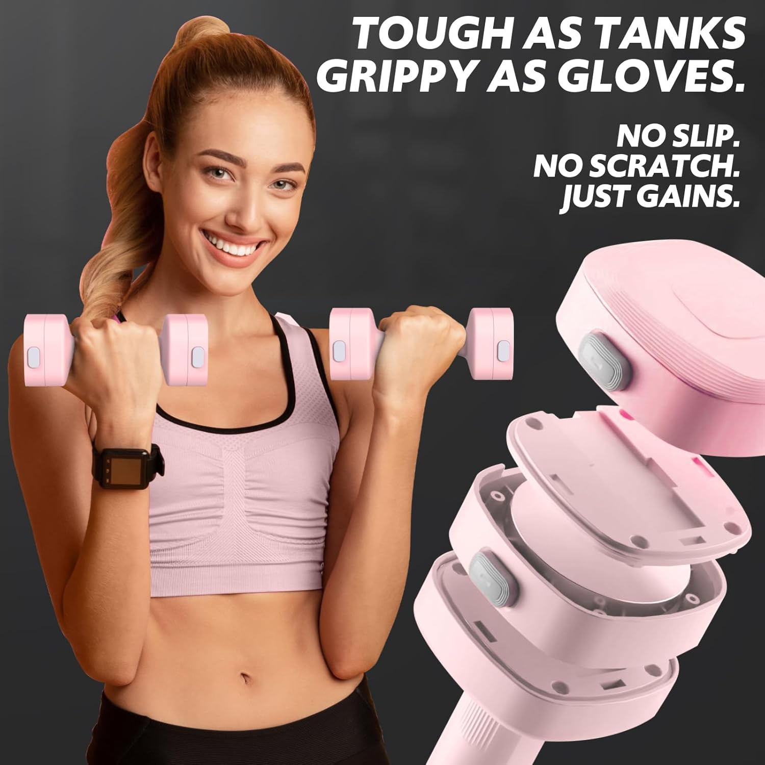 Adjustable Dumbbell Set of 2, 4 in 1 Free Weights Dumbbells Set for Women with Fast Adjustment, Each 2lb 3lb 4lb 5lb Hand Weights Set for Home Gym & Outdoor Exercise Training - Image 8