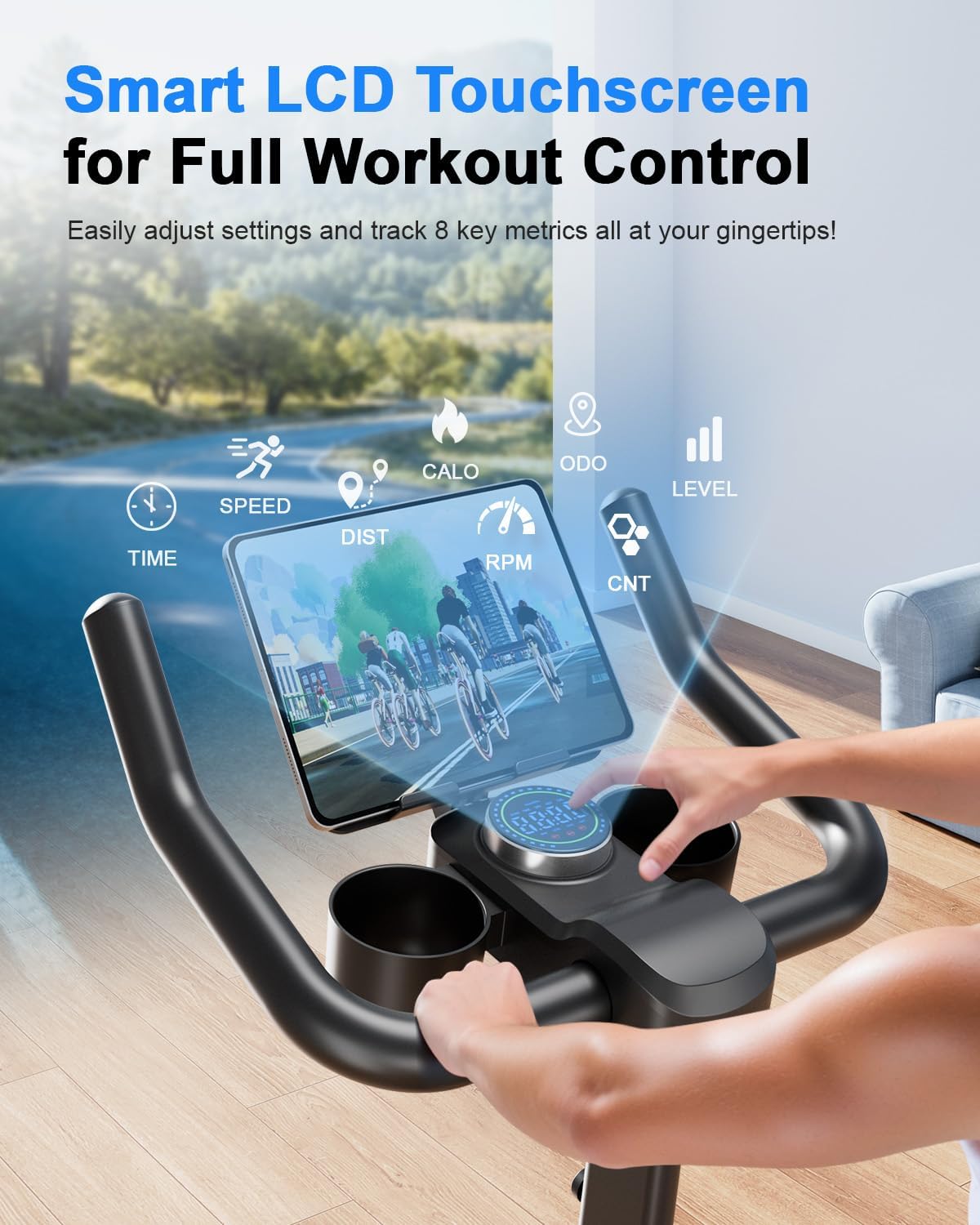 Superun Exercise Bike, Stationary Bikes for Home with Brake Pad, Low Noise Spin Bike with 300LBS Weight Capacity, Indoor Cycling for Home Gym with Pad Mount LCD Monitor and Cup Holder - Image 4