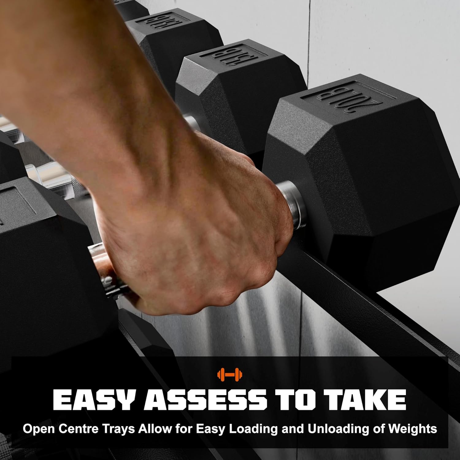 Dumbbell Sets with Rack, Rubber Hex Dumbbells, 160/220/280/360/450/550LBS, Hand Weights with Chrome Handle for Strength Training - Image 7