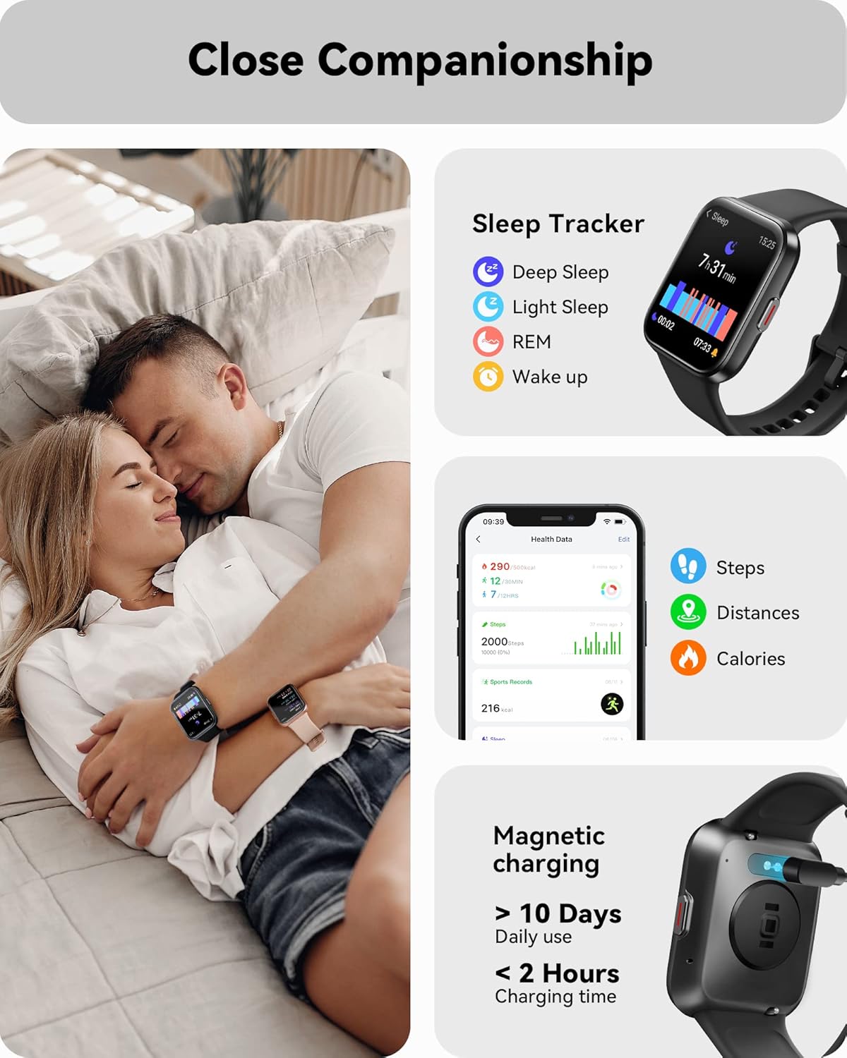 ENOMIR Smart Watch for Men Women(Answer/Make Call), Alexa Built-in,Fitness with Heart Rate SpO2 Sleep Monitor 100 Sports 5ATM Waterproof Activity Trackers and iOS&Android Phones, Black - Image 6