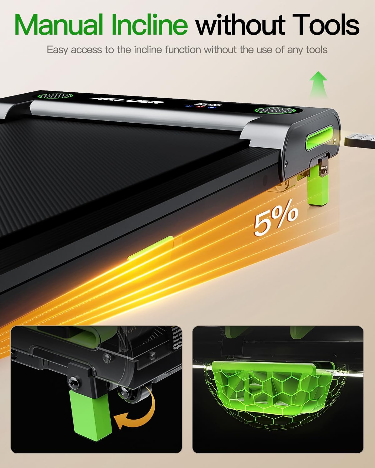 Walking Pad with Incline, Akluer Incline Treadmills for Home, 2.5 HP Under Desk Treadmill Small with Remote Control, Walking Pad Small Treadmill with LED Display - Image 7