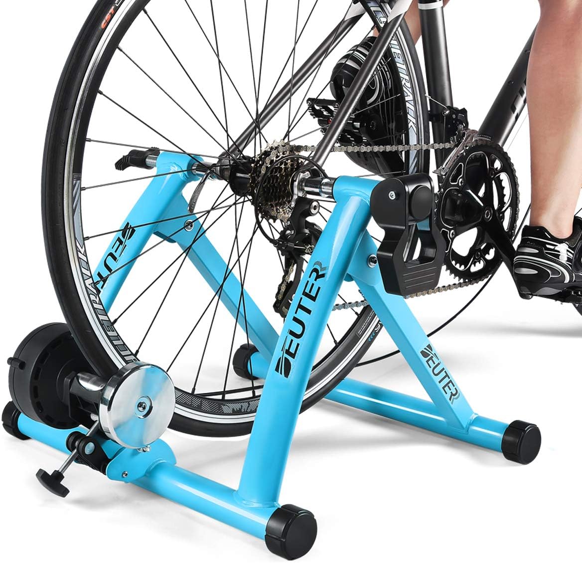 Bike Trainer, Magnetic Bicycle Stationary Stand for Indoor Exercise Riding, 26-29" & 700C Wheels, Quick Release Skewer & Front Wheel Riser Block Included - Image 2
