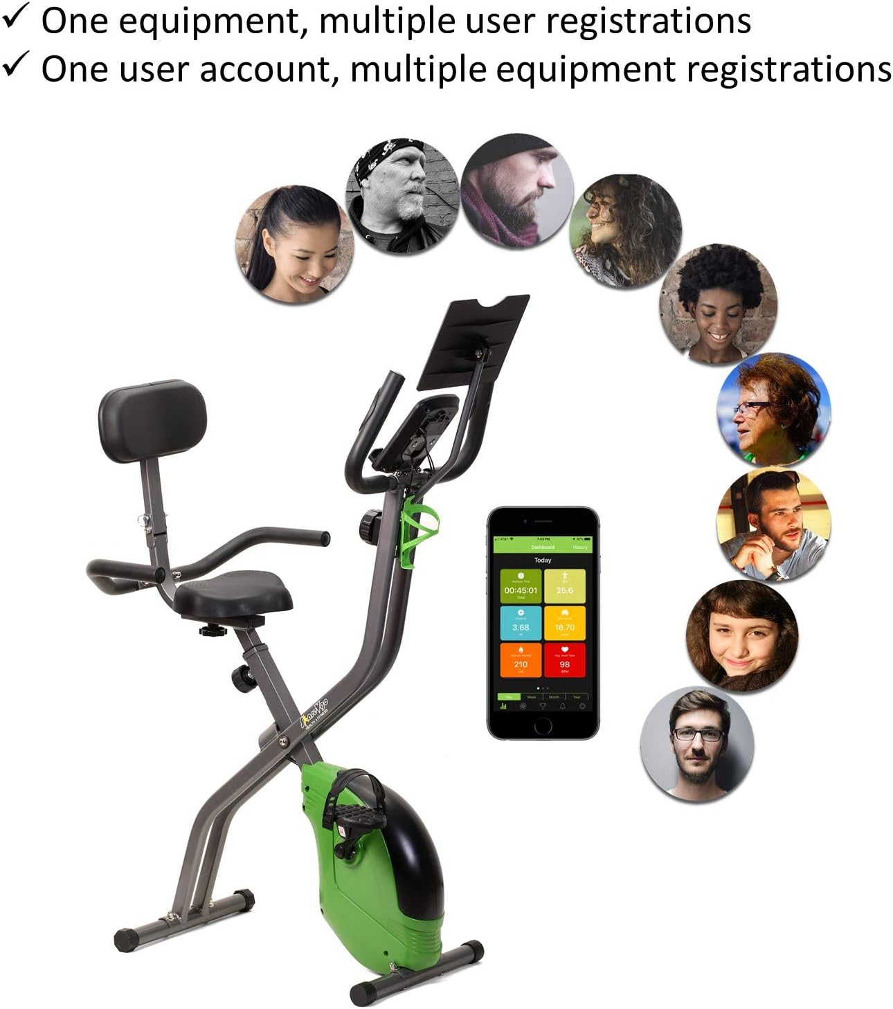 ShareVgo Bluetooth Smart Folding Semi Recumbent Magnetic Upright Exercise Bike with free APP for Indoor Bike Workout Log and Track, Backrest, Pulse Sensors and Tablet Holder - SXB1000 - Image 8