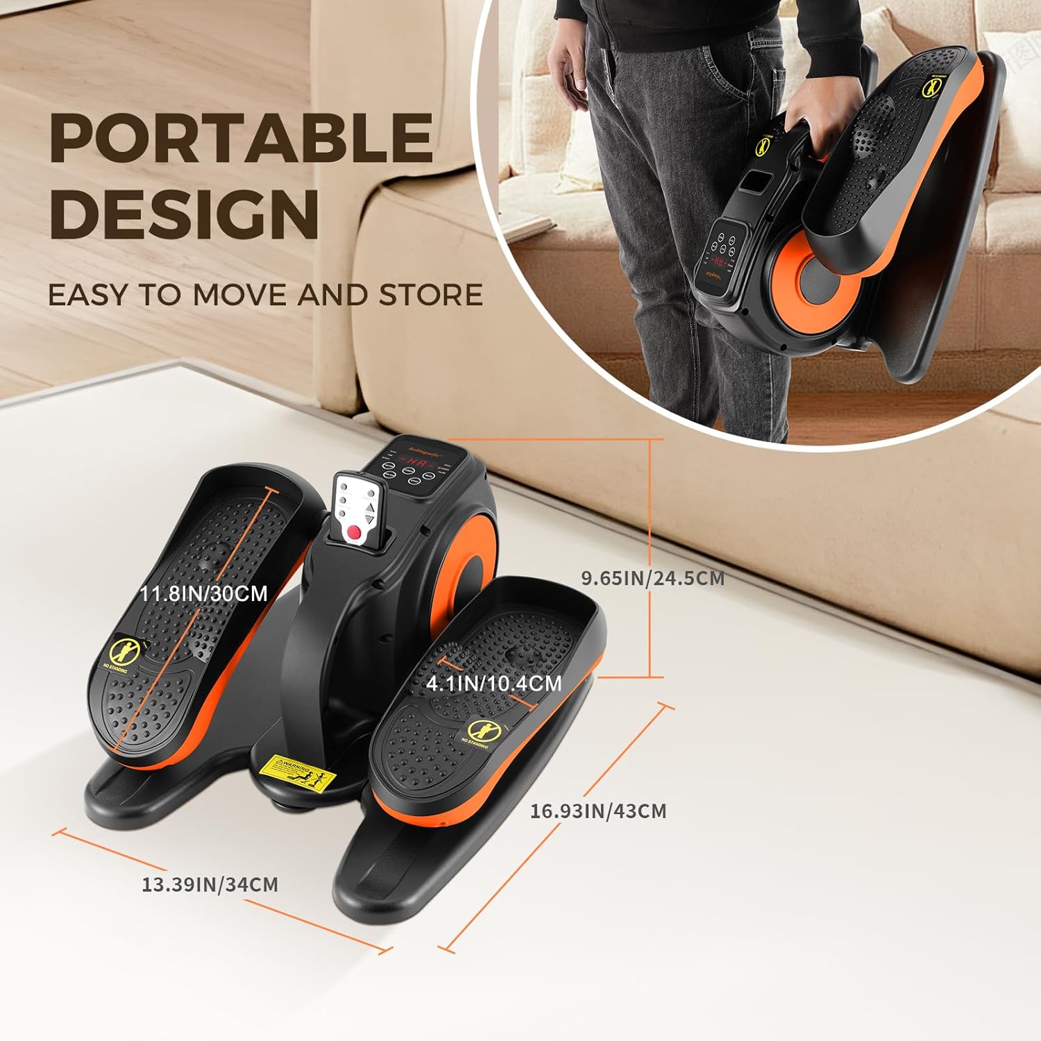Under Desk Elliptical Machine, Electric Leg Exerciser for Seniors, Compact Seated Pedal Exerciser, Portable Elliptical Trainer with Remote and Non-Slip Pedals for Teens Adults - Image 4