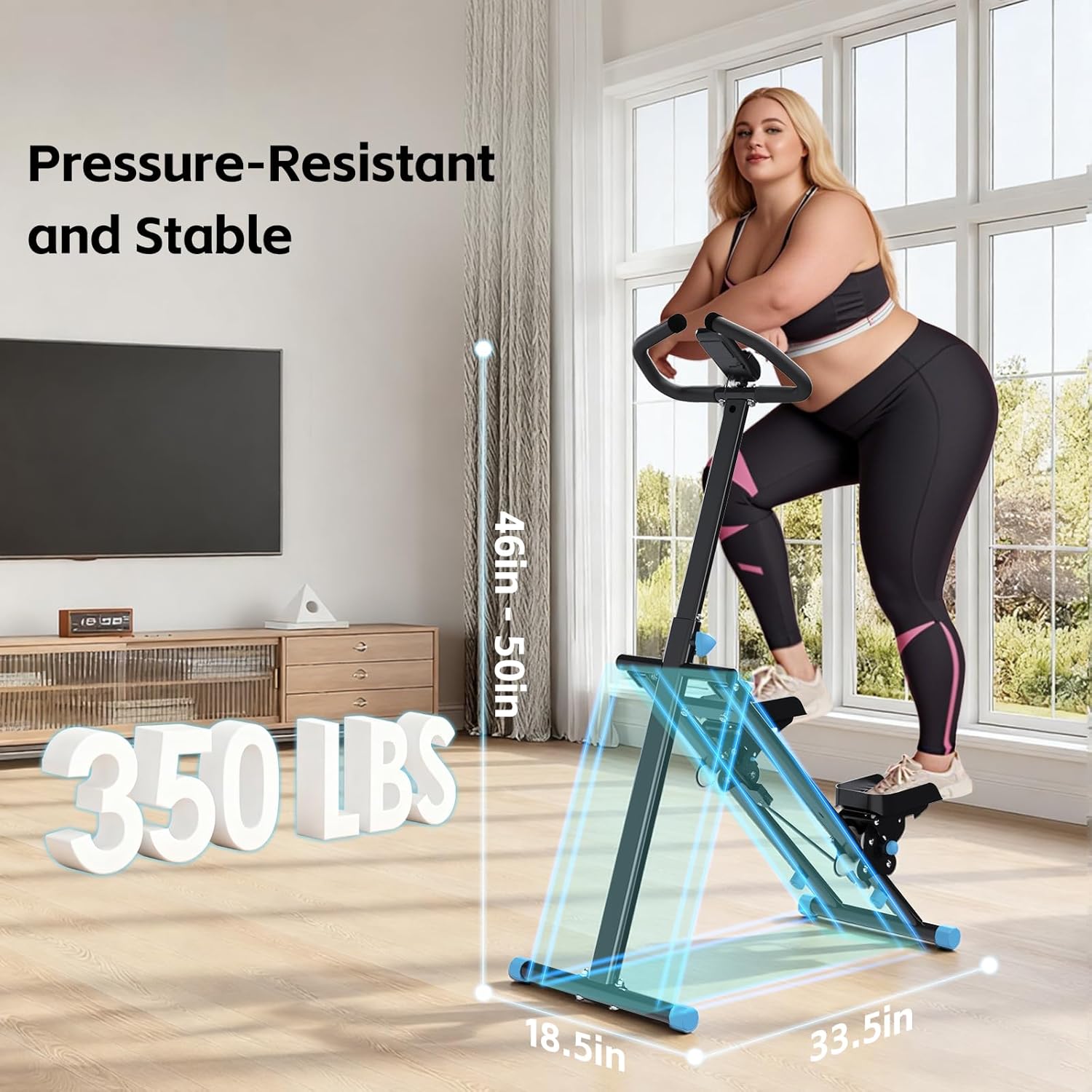 Stair Stepper for Home, Stair Master for Exercise at Home Folding Stair Stepper for Full-Body Workout Compact Stair Climber with Resistance//Phone Holder/Adjustable Handlebar & Pedals - Image 6