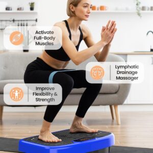 Vibration Plate Exercise Machine, Vibration Plate Platform for Lymphatic Drainage, 200 Adjustable Speeds Power Shaping Vibrating Plate Helps Weight Loss, Shaping, Max Weight 450 Lbs