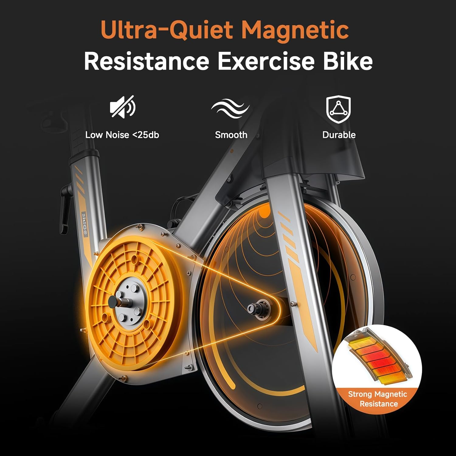 Stationary Exercise Bike with Magnetic Resistance & 3kg Cast Iron Flywheel, Quiet Indoor Cycle for Home Cardio Workout, App Connected Spin Bike, Max 265 LBS, Silver - Image 7