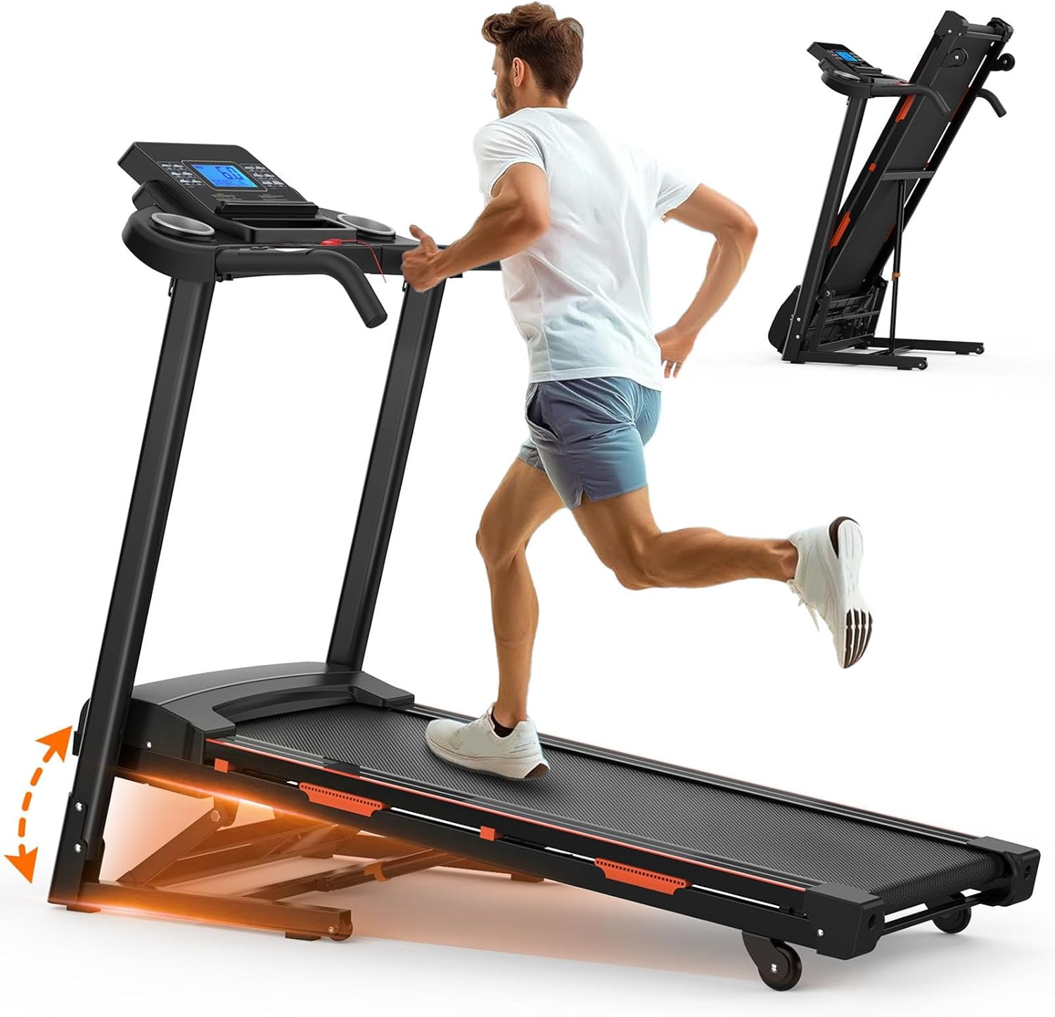 8.5 MPH Treadmills with 15% Auto Incline, 3.25 HP Walking Pad Treadmill with Handle Bar, 400 lbs Capacity, Folding Running Machine for Home with Digital LED Display & App - Image 9