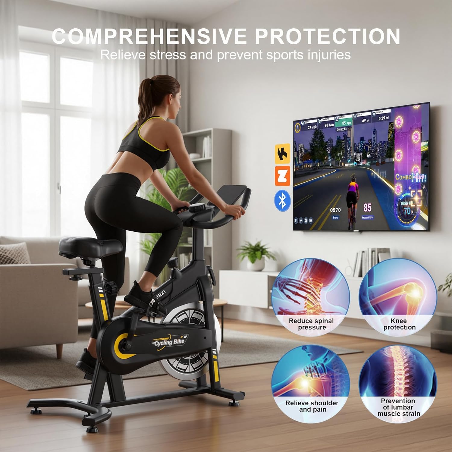 Exercise Bikes for Home,Indoor Cycling Bike with Adjustable Magnetic,Brake Pad Resistance Silent Belt Drive,330lbs Weight Capacity &Upgraded Version Seat for Home Cardio&Weight Loss - Image 5