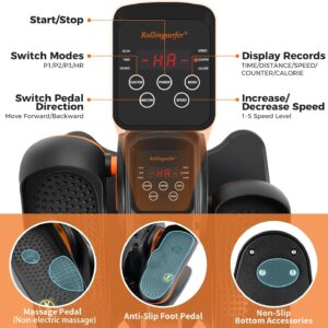 Under Desk Elliptical Machine, Electric Leg Exerciser for Seniors, Compact Seated Pedal Exerciser, Portable Elliptical Trainer with Remote and Non-Slip Pedals for Teens Adults