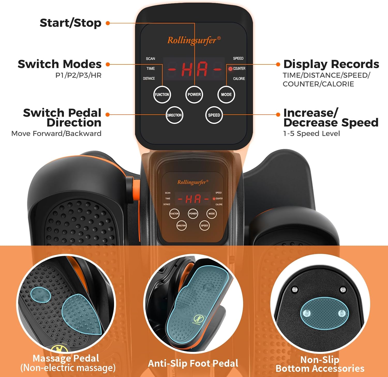 Under Desk Elliptical Machine, Electric Leg Exerciser for Seniors, Compact Seated Pedal Exerciser, Portable Elliptical Trainer with Remote and Non-Slip Pedals for Teens Adults - Image 2