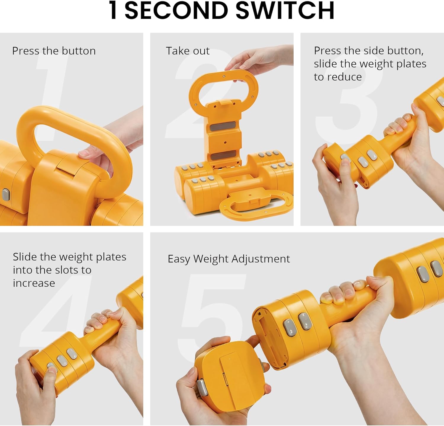 2-in-1 Adjustable Dumbbells & Kettlebell Set, 4 Levels Weight Quick Change(2.2 3.3 4.4 5.5 lbs), for Women Home Gym Exercise Training, with Complimentary Non-slip Touch Fastener. - Image 5