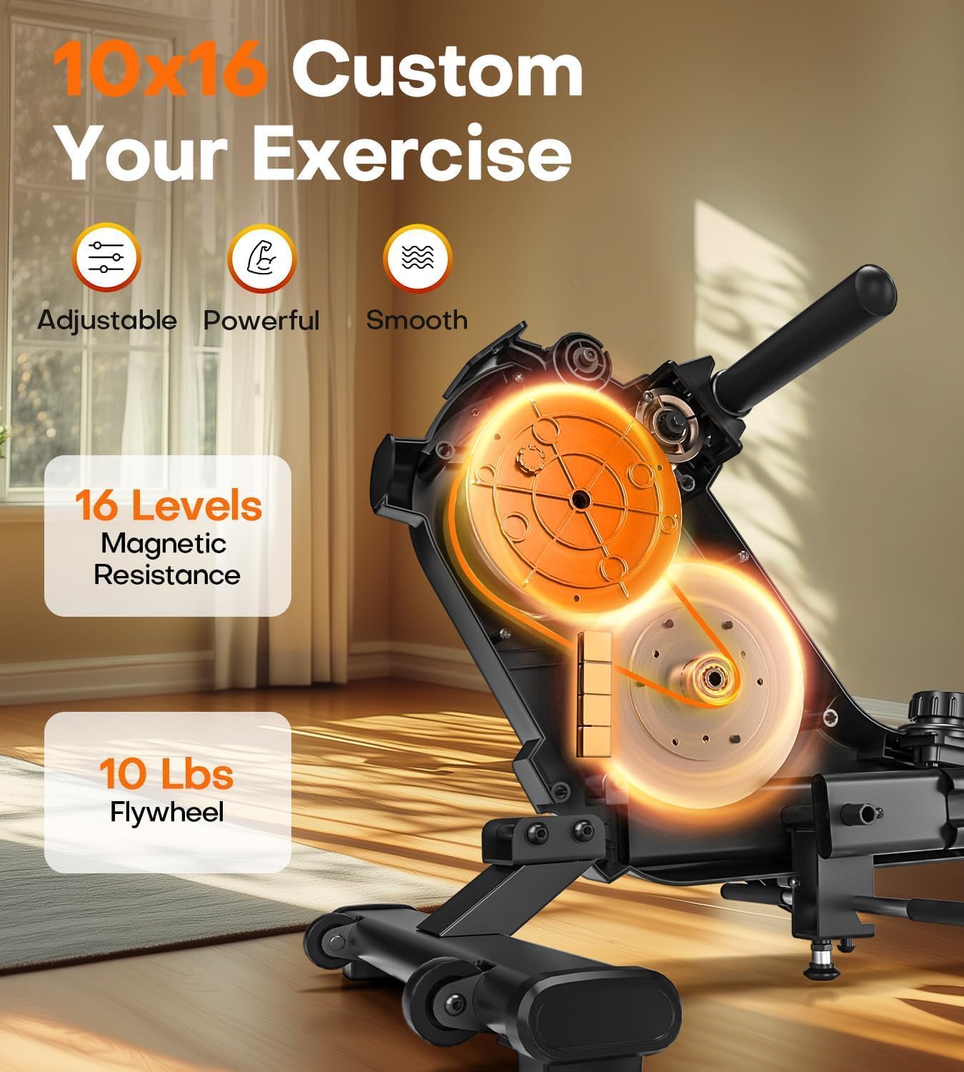 Rowing Machines for Home, 16/32-Level Adjustable Resistance, Magnetic Rowing Machine with App Supported, 350/400 LB Weight Capacity, Upgraded Dual Slide Rails with LCD Data Display Screen - Image 2