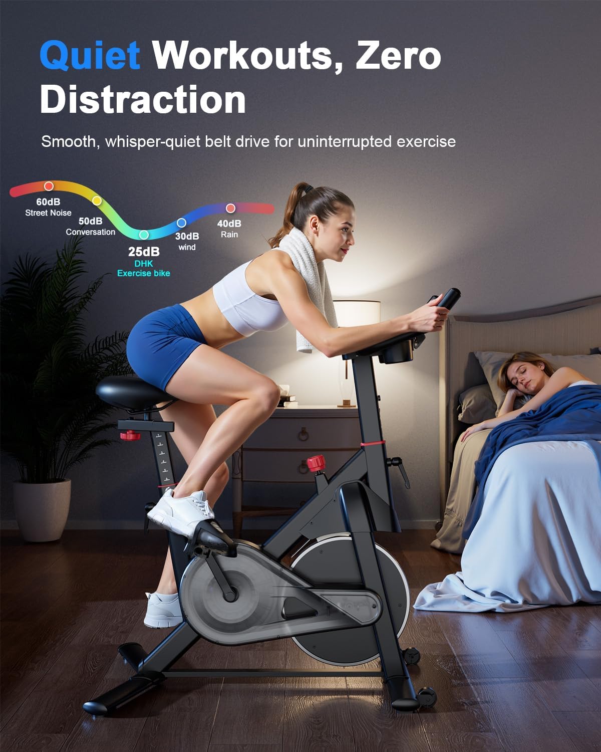Superun Exercise Bike, Stationary Bikes for Home with Brake Pad, Low Noise Spin Bike with 300LBS Weight Capacity, Indoor Cycling for Home Gym with Pad Mount LCD Monitor and Cup Holder - Image 7