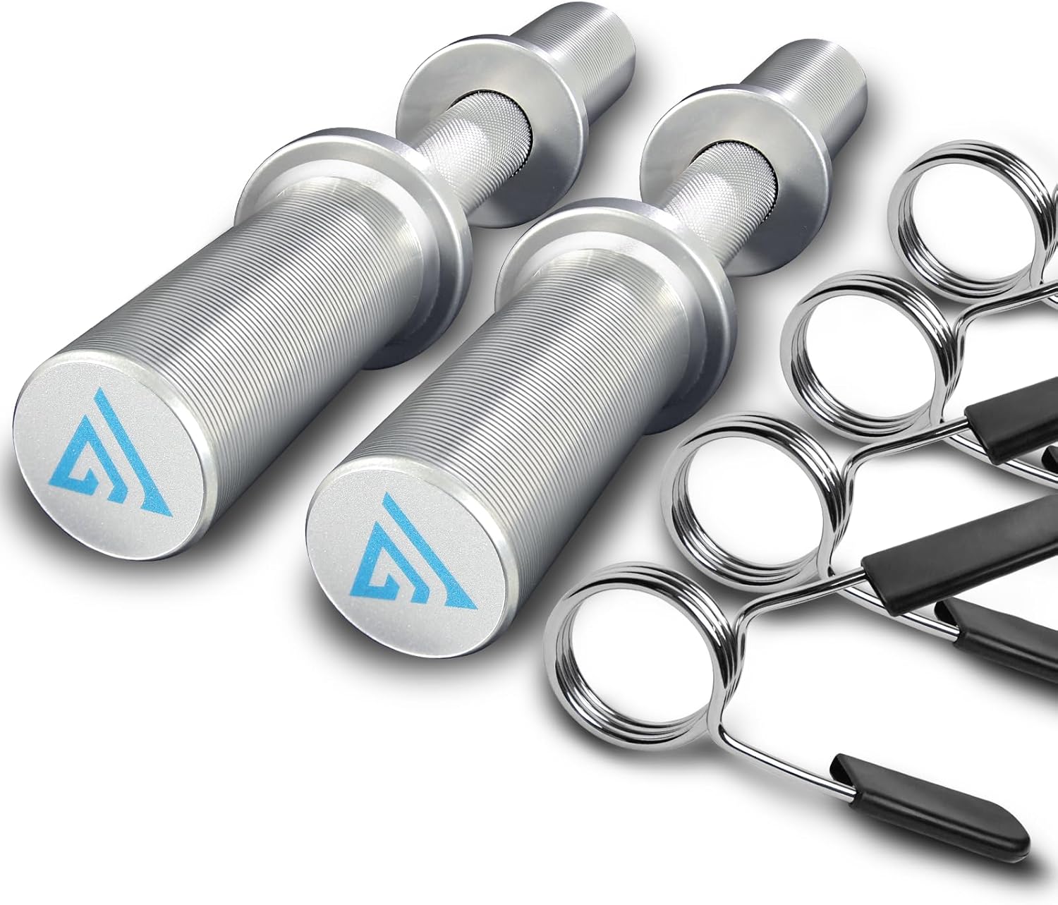 16" Olympic Dumbbell Handle, Dumbbell Bar for 2-inch Olympic Weight Plates, Loadable Dumbbells for Home Gym Strength Training, 2 Pair of Spring Collars Included