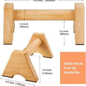 Wood Parallettes Push Up Bar for Floor, Strength Training Pushup Handles for Home Calisthenics Gymnastics Workouts Equipment