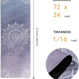 Travel Yoga Mat, Non Slip Exercise Suede Mat with Carry Bag, All-Purpose Fitness Mat with High Density Anti-Tear Surface for Women, Ideal for Pilates Workout (72” x 24” x 1.5mm Thick)