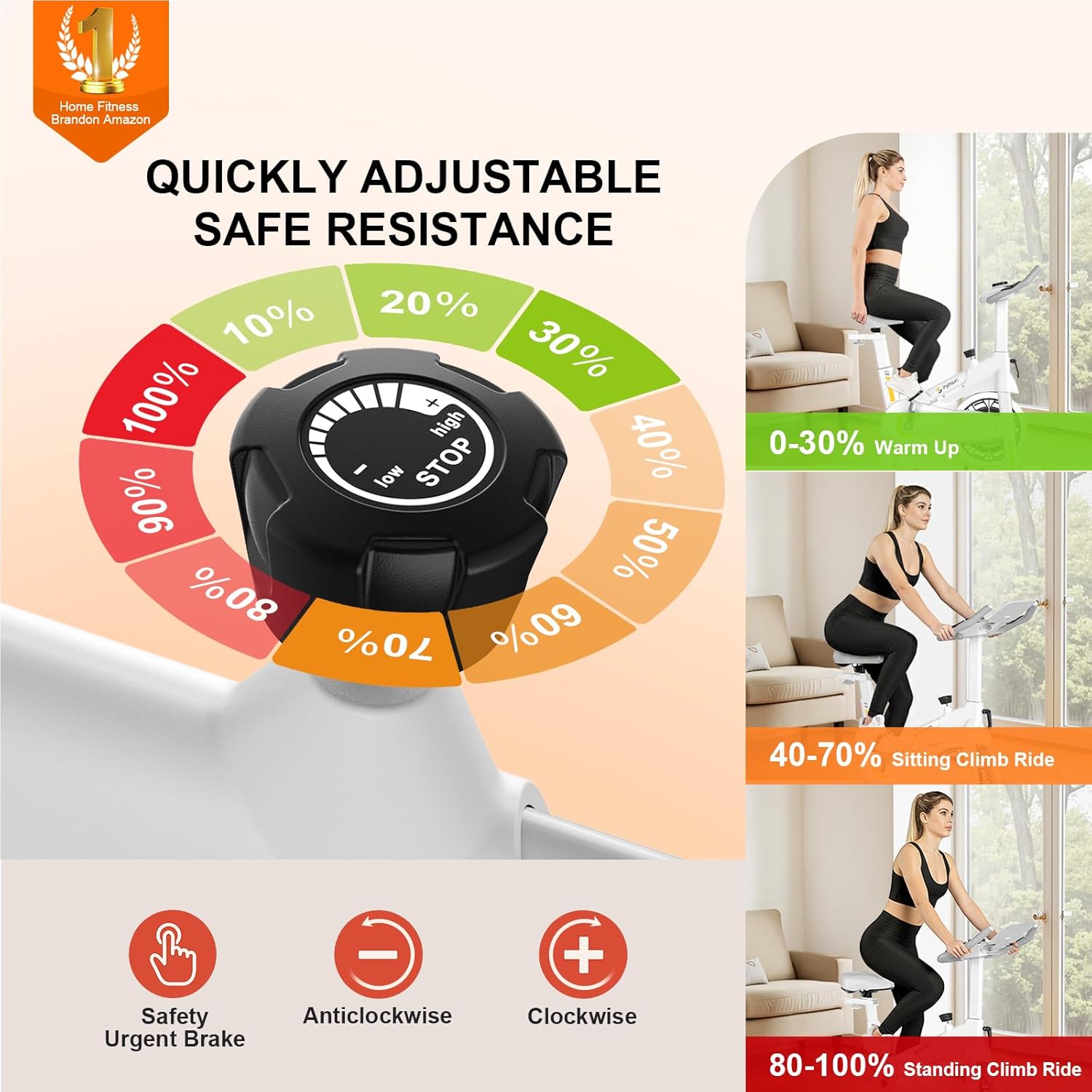 Exercise Bikes for Home,Foldable Bike with Adjustable Friction,Brake Pad Resistance Silent Belt Drive,350lbs/300lbs Weight Capacity &Upgraded Version Seat for Home Cardio&Weight Loss(QM-530W) - Image 2
