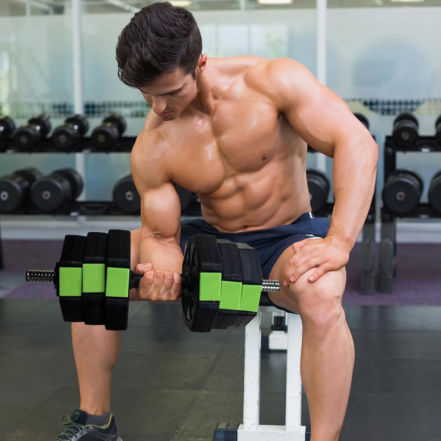 Adjustable Dumbbell Set, Exercise & Fitness Dumbbells, Adjustable Dumbbell Weights, Barbell Weight Set for Home Gym Exercise Used As Dumbbells, Barbell or Kettlebells, Multiple Options - Image 5
