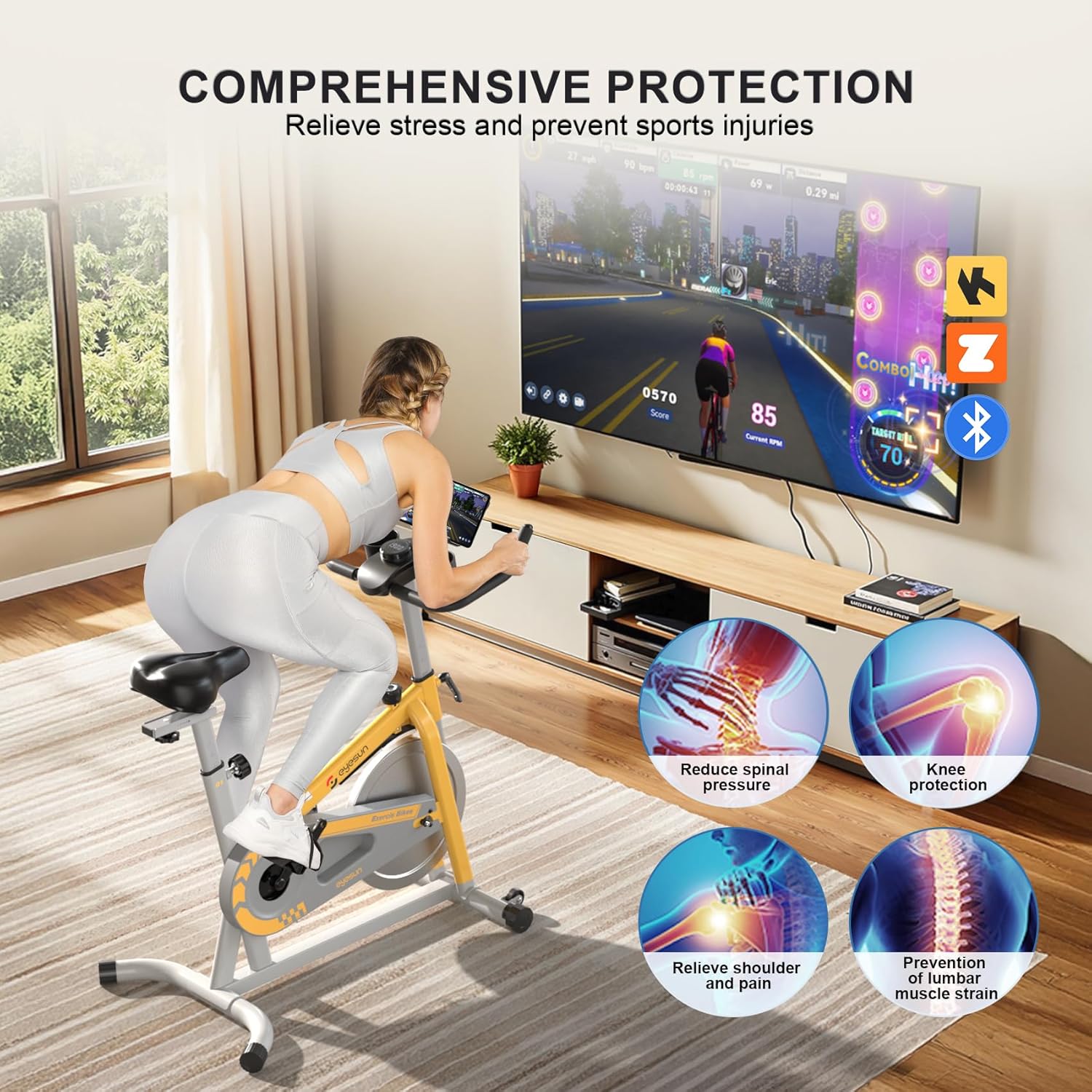 Exercise Bikes for Home,Indoor Cycling Bike with Adjustable Friction,Brake Pad Resistance Silent Belt Drive,330lbs Weight Capacity &Upgraded Version Seat for Home Cardio&Weight Loss - Image 3