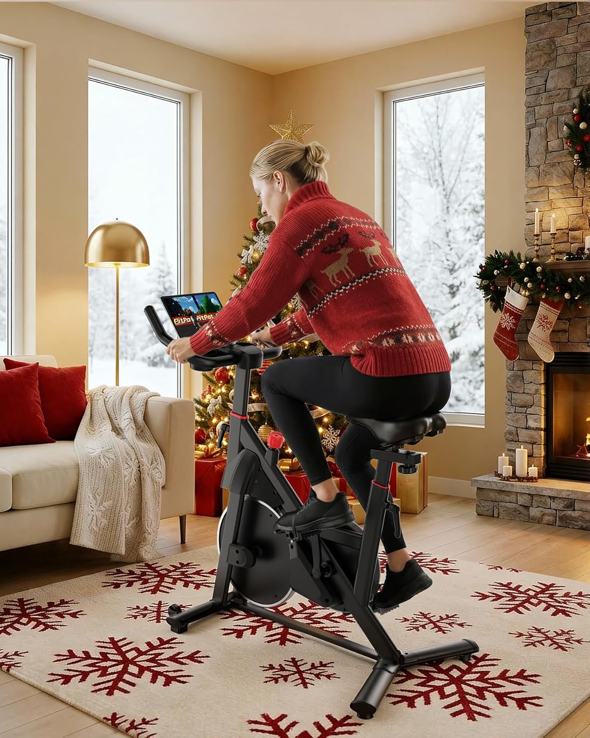 Superun Exercise Bike, Stationary Bikes for Home with 300LBS Weight Capacity, Low Noise Spin Bike Indoor Cycling for Home Gym, LCD Display and Cup Holder - Image 8