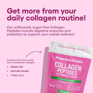 Physician’s CHOICE Collagen Peptides – Hydrolyzed Protein Powder for Hair, Skin, Joints – Grass Fed, Non-GMO