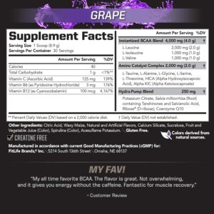 PMD Sports BCAA Stim-Free Amino Acids – Better Workout Performance, Enhanced Recovery, Daily Energy, Muscle Builder, and Muscle Sparing – BCAA Powder Drink Mix – Grape (30 Servings)