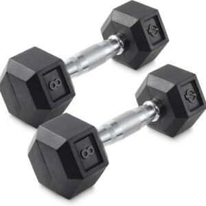 Philosophy Gym Rubber Coated Hex Dumbbell Hand Weights, Pairs