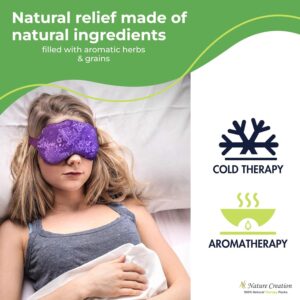 Nature Creation Lavender Aromatherapy Sleeping Eye Mask Pillow – Weighted Eye Mask for Sleeping, Relaxation, Yoga and Stress Relief – Cold Therapy Eye Masks for Women, Men – Purple Flowers 3 Eye Masks