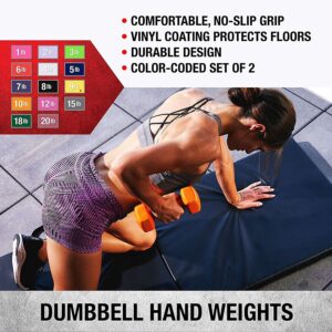 SPRI Dumbbells Hand Weights Set of 2 – Vinyl Coated Exercise & Fitness Dumbbell for Home Gym Equipment Workouts Strength Training Free Weights for Women, Men (1-10 Pound, 12, 15, 18, 20 lb)