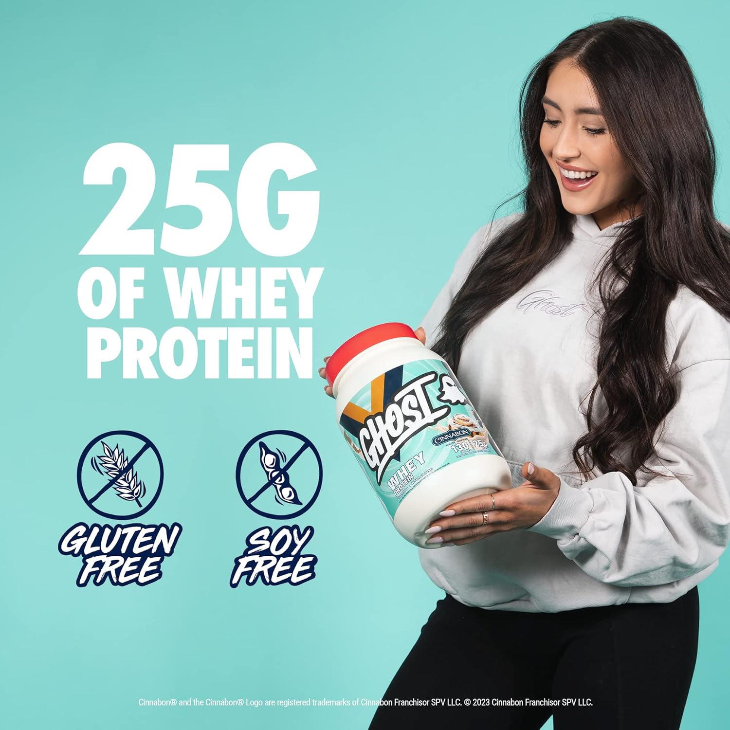 GHOST Whey Protein Powder, Cinnabon - 2LB, 25G of Protein - Cinnamon Roll Flavored Isolate, Concentrate & Hydrolyzed Whey Protein Blend - Post Workout Shakes - Soy & Gluten Free - Image 3