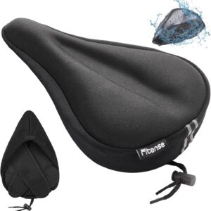 Bike Seat Cushion, Gel Padded Bike Seat Cover for Men Women, Extra Soft Exercise Bicycle Cushion Fit for Peloton, Spin Stationary Exercise, Cycling Bike with Adjustable Vel-co Secure