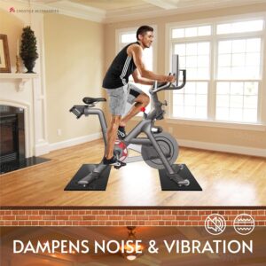 Double Mat Compatible with Peloton Bike, Row & Concept 2 Rowing Machine, Thickness 6mm, Bike Trainer Accessories, Mat Protect Hardwood Floor Carpet, for Home Gym Exercise