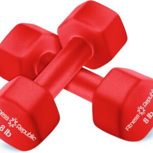 Fitness Republic Neoprene Dumbbell Set of 2, Non-Slip, Hex Shape, Free Weights for Muscle Toning and Strength Building – Portable Home Gym Hand Weights