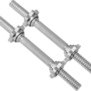 JFIT Threaded Dumbbell Handles, Set of 2, with Star Collars, Fits 1” Standard Plates