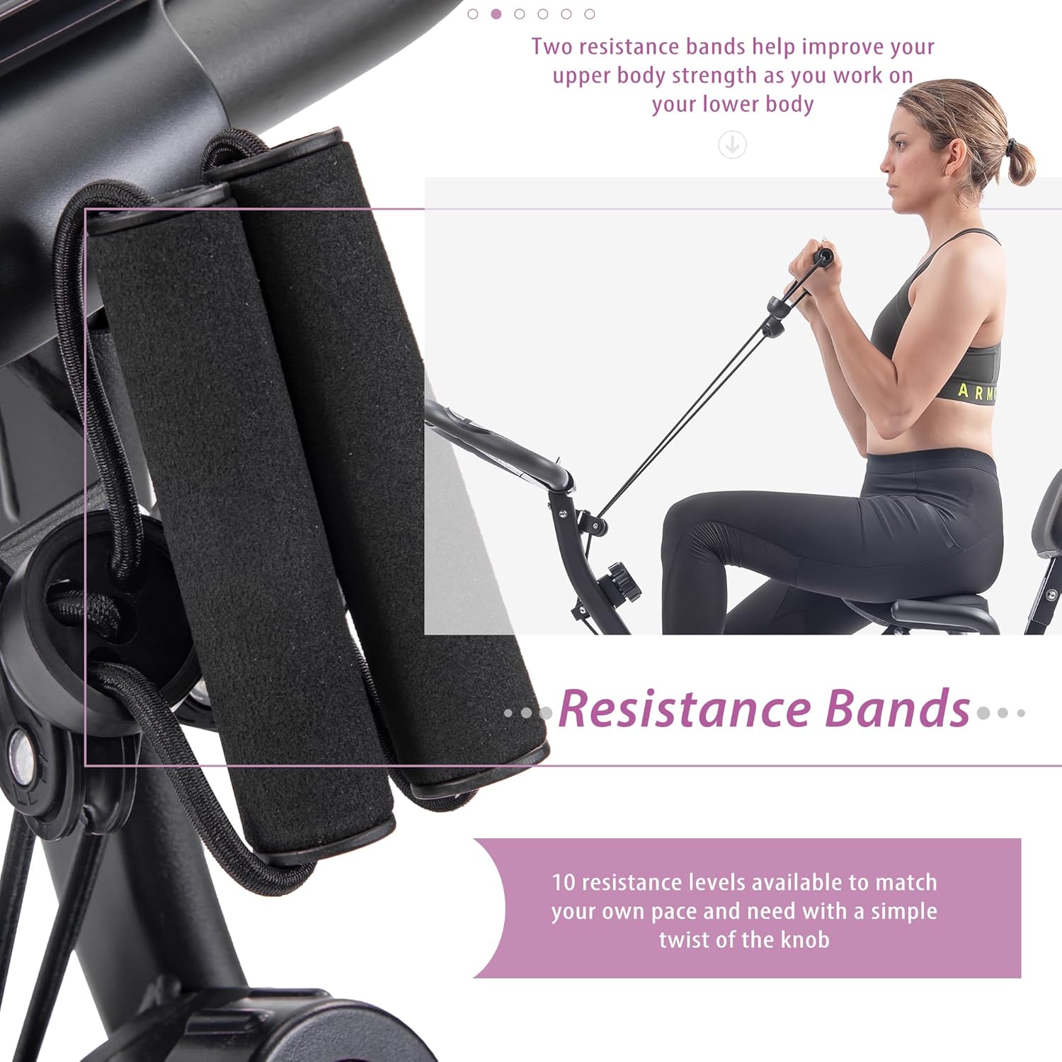 Merax Exercise Bike Folding Exercise Bike Indoor Upright Recumbent Fitness Cycling Bike Magnetic X-Bike with 16-Level Adjustable Resistance for Home Workout 350LB Weight Capacity - Image 2