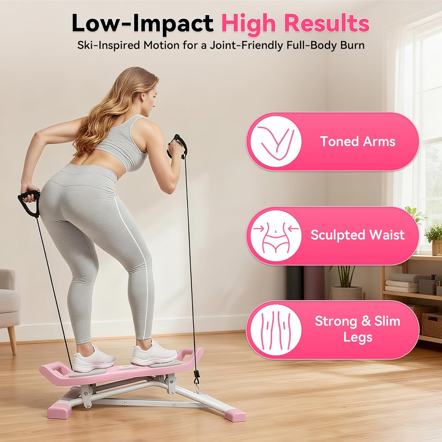 EPHESPORT Upgraded Slide Steppers for Exercise at Home, Balance Board, Wobble Board with Resistance Bands, Portable Ski Balancing Machine Featuring LCD Monitor, Full Body Cardio Workout Equipment - Image 7