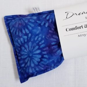 Eucalyptus Eye Pillow – Hot or Cold Use – Handmade Weighted Bag, 4″ x 10″ Size, Sinus and Migraine, Relaxation – Deep Blue Batik