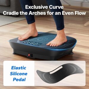 MERACH Vibration Plate Exercise Machine, Curved Vibration Plate for Lymphatic Drainage Weight Loss, Vibrating Plate with Real-Time Calorie Tracking on LED Display, Workout Equipment for Home Women Men