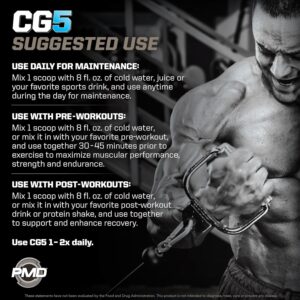 PMD Sports CG5 – Premium Creatine & L Glutamine Powder – Maximum Strength Power Recovery, Build Lean Muscle, Increase Workout Performance – Pre Workout & Post Workout – Blue Raspberry (30 Serv)